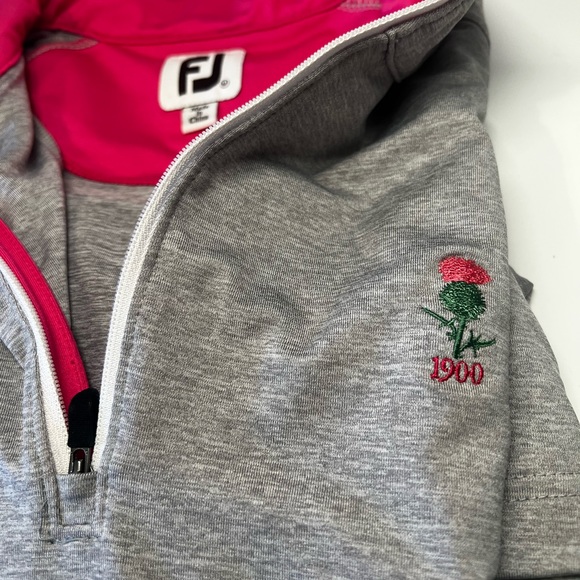 FJ Foot Joy Womans Golf Pullover 1/4 zip Collared Finger Slit Medium - Picture 4 of 5